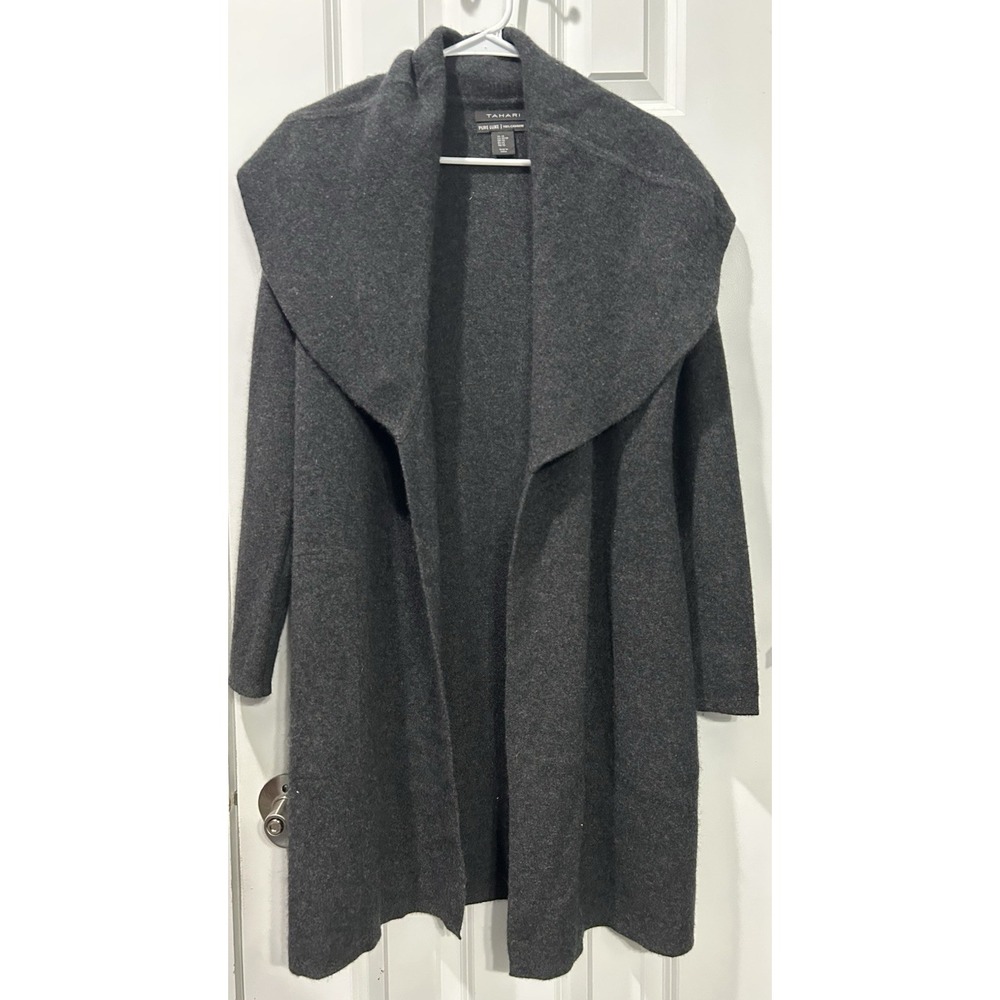 Tahari Pure Luxe 100% Cashmere Long Sweater Coat/Coatigan Sz XS Classic Luxury